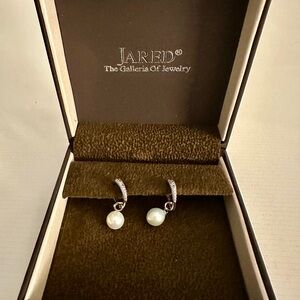 Silver Pearl Hoop Earrings